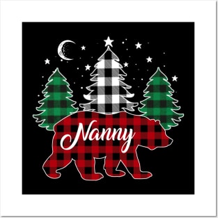 Nanny Bear Buffalo Red Plaid Matching Family Christmas Posters and Art